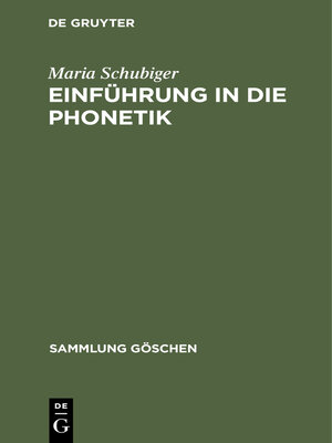 cover image of Einführung in die Phonetik